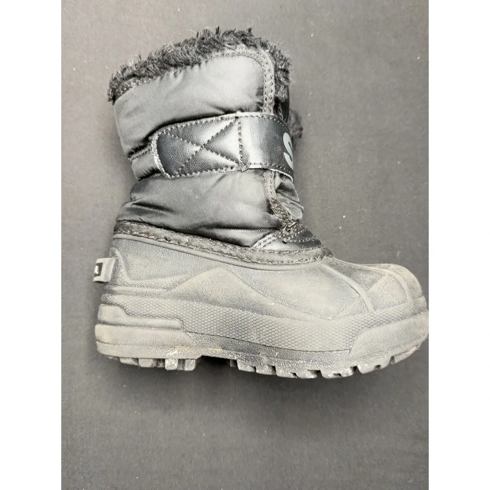 Sorel Snow Commander Kids Snow Boots Size 9 Black NC1960-010 Winter Waterproof